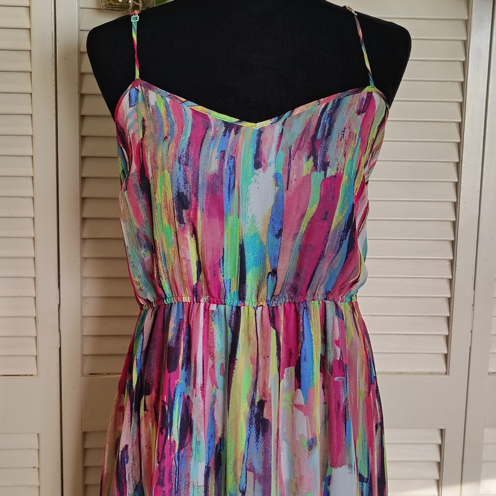 Jack BB Dakota Multicolor Abstract Print Sleeveless Maxi Dress Size 6 –Like New - Picture 5 of 13